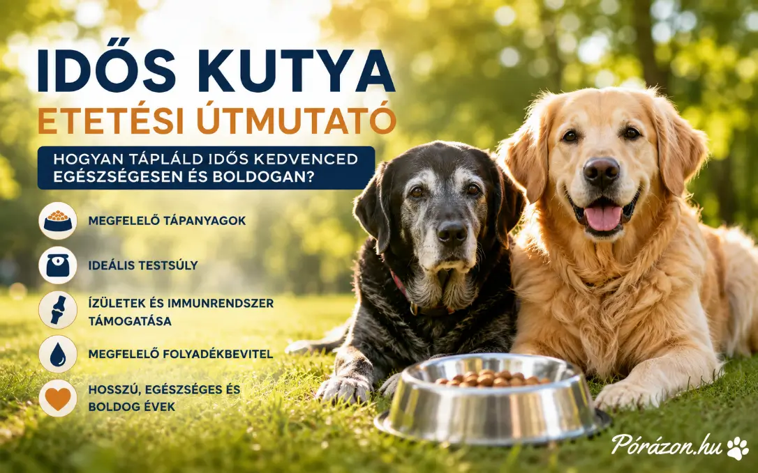 Idős kutya etetése