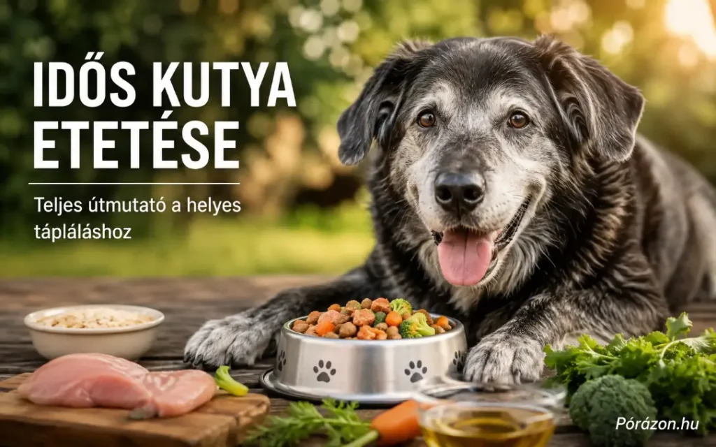 Idős kutya etetése