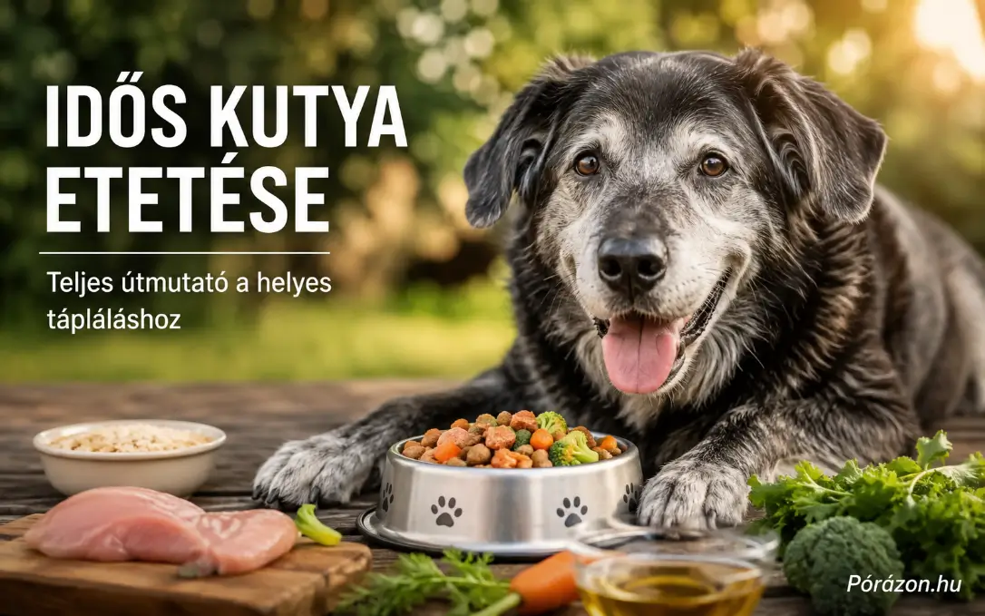 Idős kutya etetése