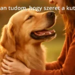 Boldog kutya, aki szeretettel néz a gazdájára és csóválja a farkát