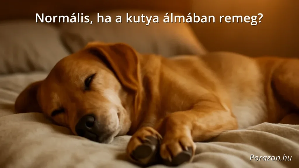 Sleeping dog twitching paws in bed