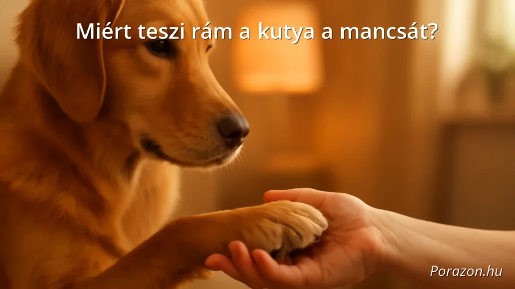 Kutya mancsát helyezi egy ember kezére barátságosan