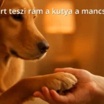 Kutya mancsát helyezi egy ember kezére barátságosan