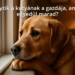 Egyedül maradt kutya az ablaknál, vágyakozva néz kifelé