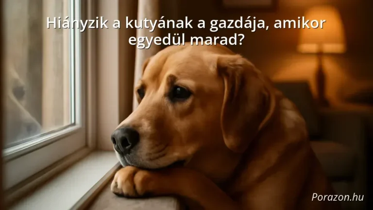 Egyedül maradt kutya az ablaknál, vágyakozva néz kifelé